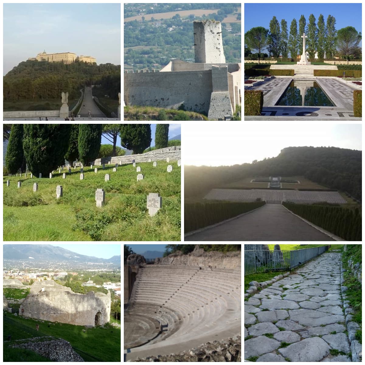 Collage of landmarks around Cassino